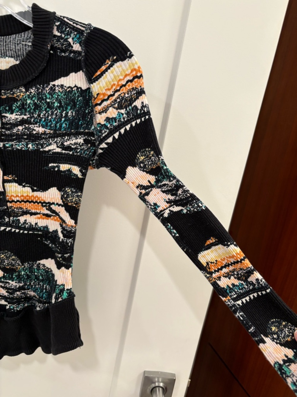 Free People FP Movement Rally Rib Henley Base Ski Layer in Black Diamond Size XS - Picture 7 of 12